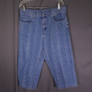 Vintage‎ Womens Levi's Capris Med Wash Denim Floral 100% Cotton Size 14 MIS